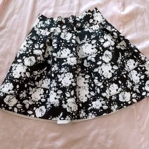 Floral Brocade Flared Skirt